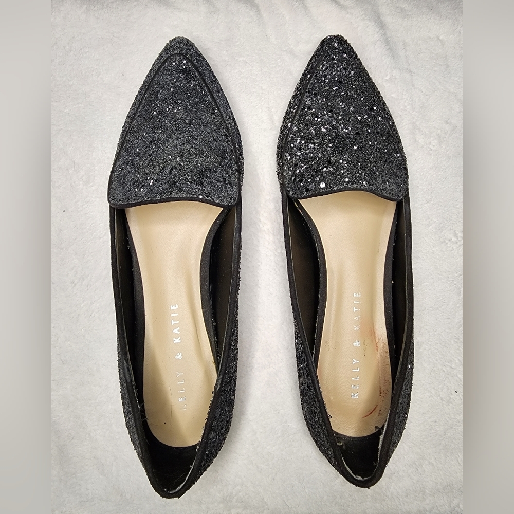 Black glitter loafers